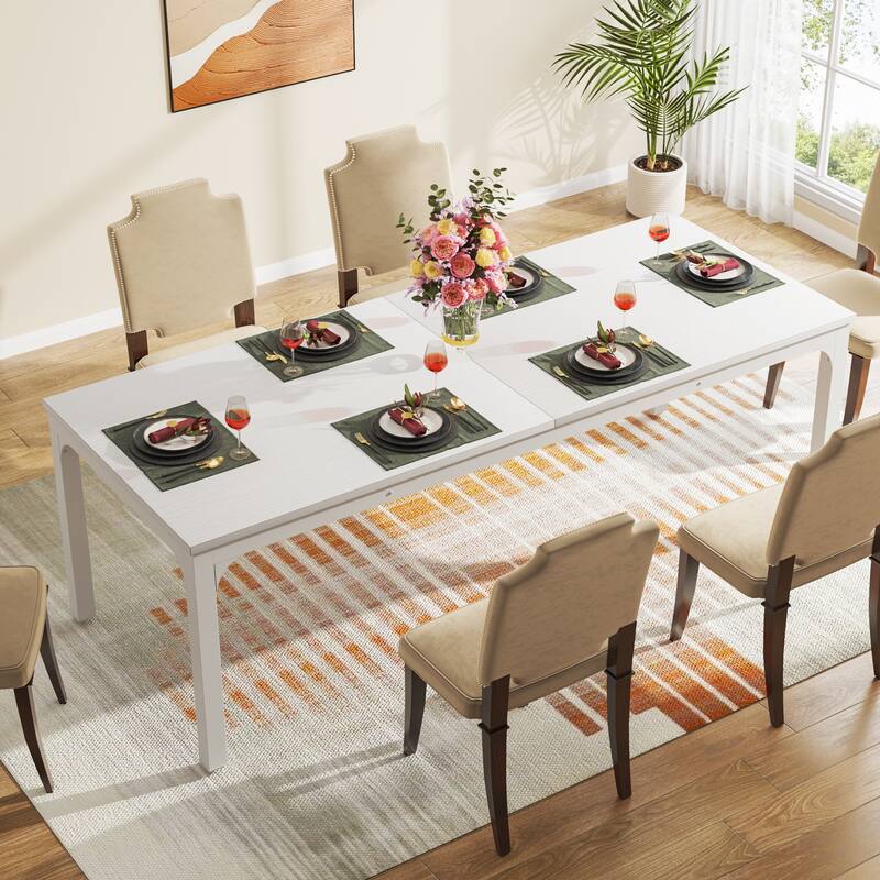78.74 Inches Rectangular Dining Table with Heavy-Duty Metal Legs (Only ...