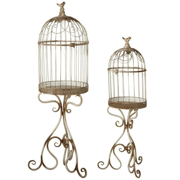Shop Set Of 2 Brown And Ivory Decorative Distressed Ivory Bird