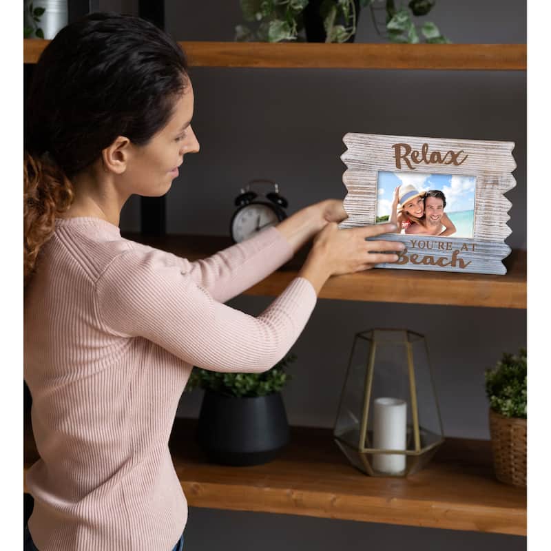 CoTa Global White Distressed Wood Coastal Horizon 6×4 Photo Frame - 9.75 inches