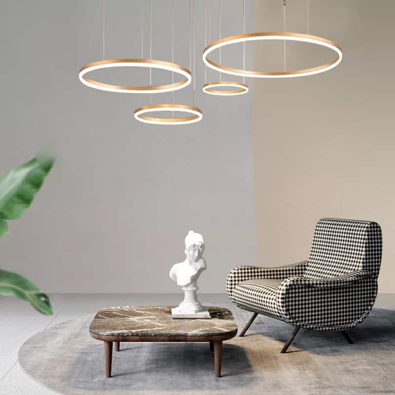 LED Pendant Light Chandelier Acrylic Ring Lighting Fixture Hanging - 60" x 40"