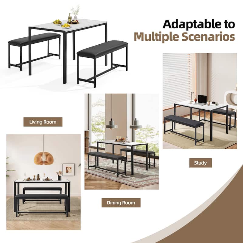 Space-Saving Dining Table Set,Ideal for Small Spaces - Featuring a Stylish Faux Marble or Wood Grain Table with Modern Chairs