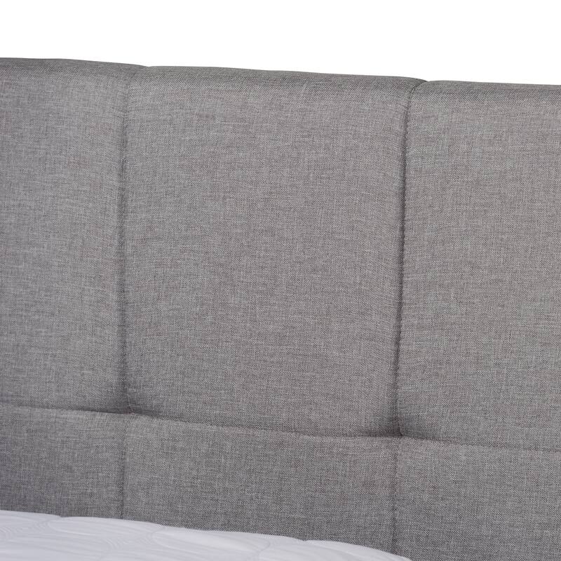 Queen Size Storage Bed with Drawers - Fabric Upholstered Platform Bed Frame - Grey, 2 Drawer