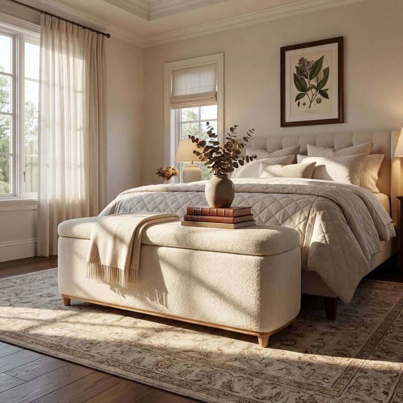 Christopher Knight Home - Modern Aero Upholstered Storage Ottoman Bench with Solid Wood Legs and Lift-Top Storage