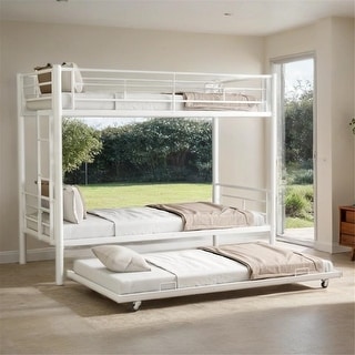 Heavy-Duty Metal Twin Over Full Bunk Bed with Safety Guardrails