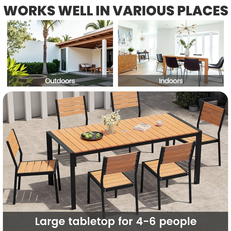 9/11-Piece Outdoor Dining Set Aluminum Table and Rattan Chairs w/10 ft Market Umbrella and Base