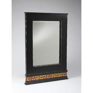 Wooden Mirror, Distressed Black/Red