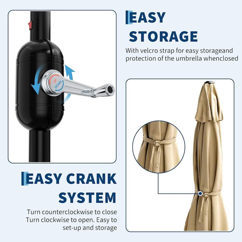 9ft Outdoor Patio Half Umbrella, with Smooth Crank Lift