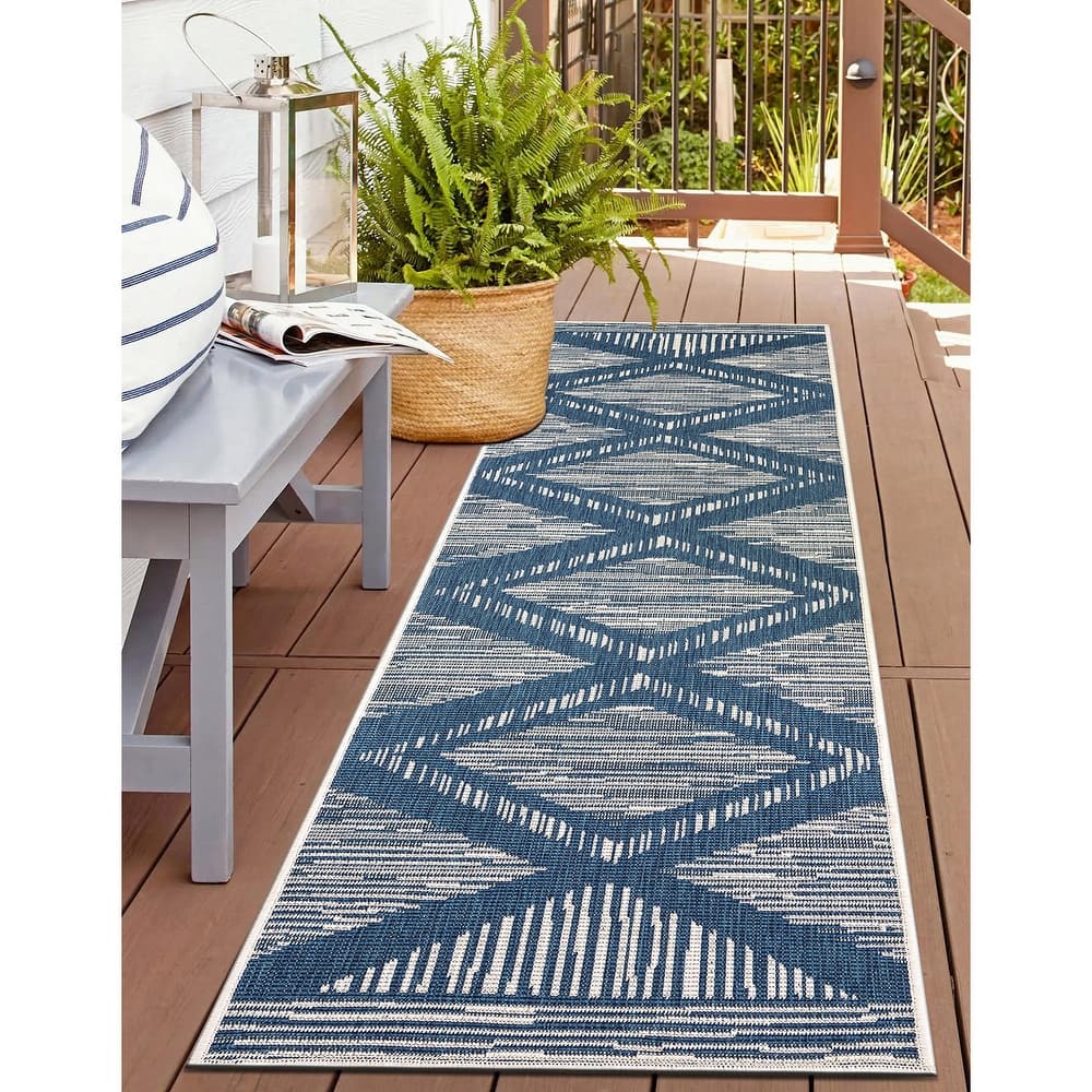 World Rug Gallery Contemporary Geometric Stripe Reversible Indoor / Outdoor Area Rug
