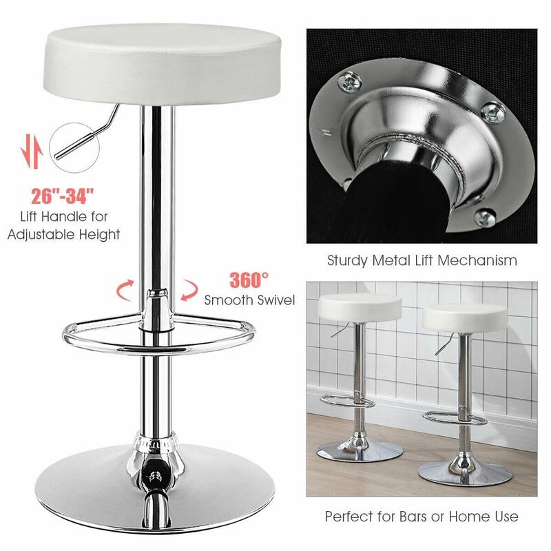 1 PC Round Bar Stool Adjustable Swivel Pub Chair - 14" x 26" - 34" (D x H)