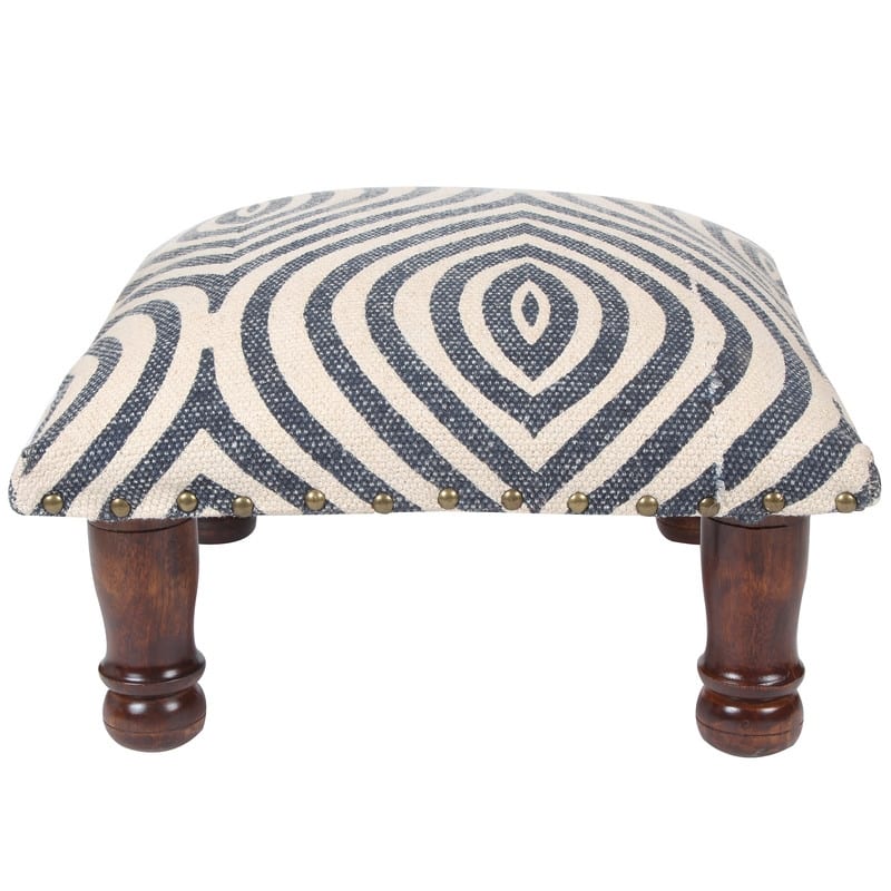 HERAT ORIENTAL Handmade Kilim Upholstered/Cushioned Wood Footstool