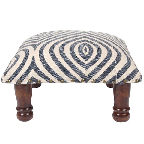 Handmade Kilim Upholstered/Cushioned Wood Footstool