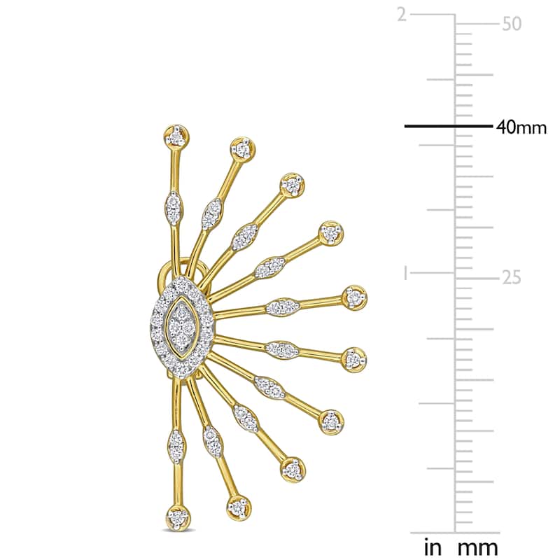 Miadora 1 1/7ct TDW Diamond Leverback Sunburst Earrings in 14k Yellow Gold