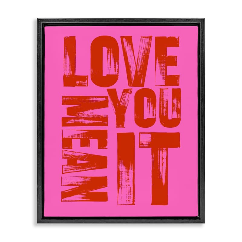 Stupell Bold Love You Mean It Framed Floater Canvas Wall Art Design By House of Lulu - 17 x 21 - Black