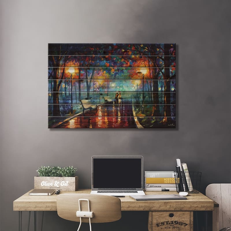 Misty Mood Print On Wood by Leonid Afremov - Multi-Color