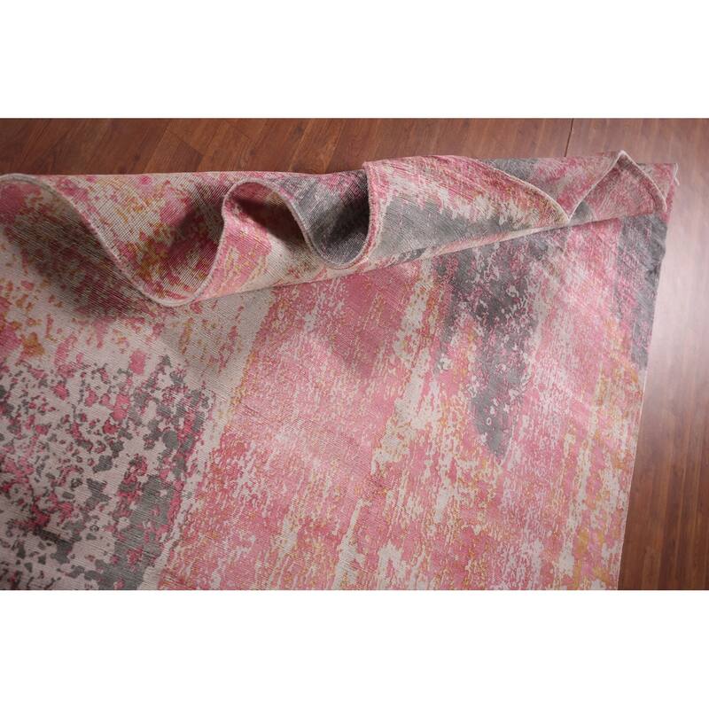 Contemporary Abstract Indian Area Rug Hand-Knotted Modern Wool Carpet - 5'11"x 8'11"