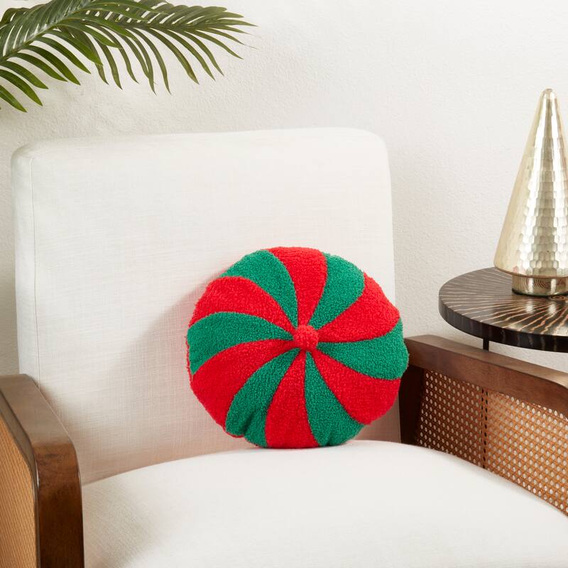 Holiday Cheer Candy Cane Poly Filled Throw Pillow