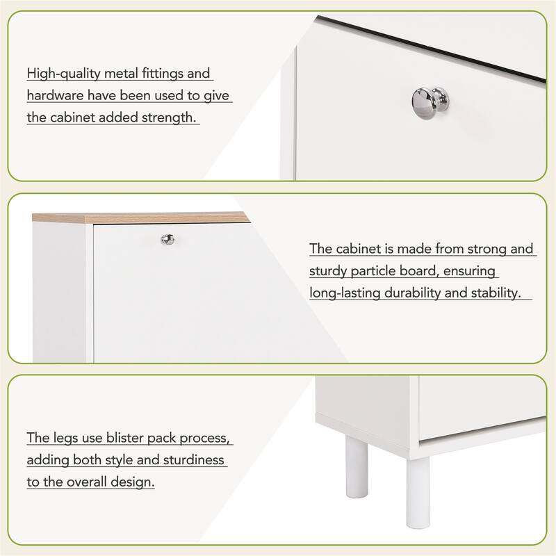 Narrow Design Shoe Cabinet with 3 Flip Drawers