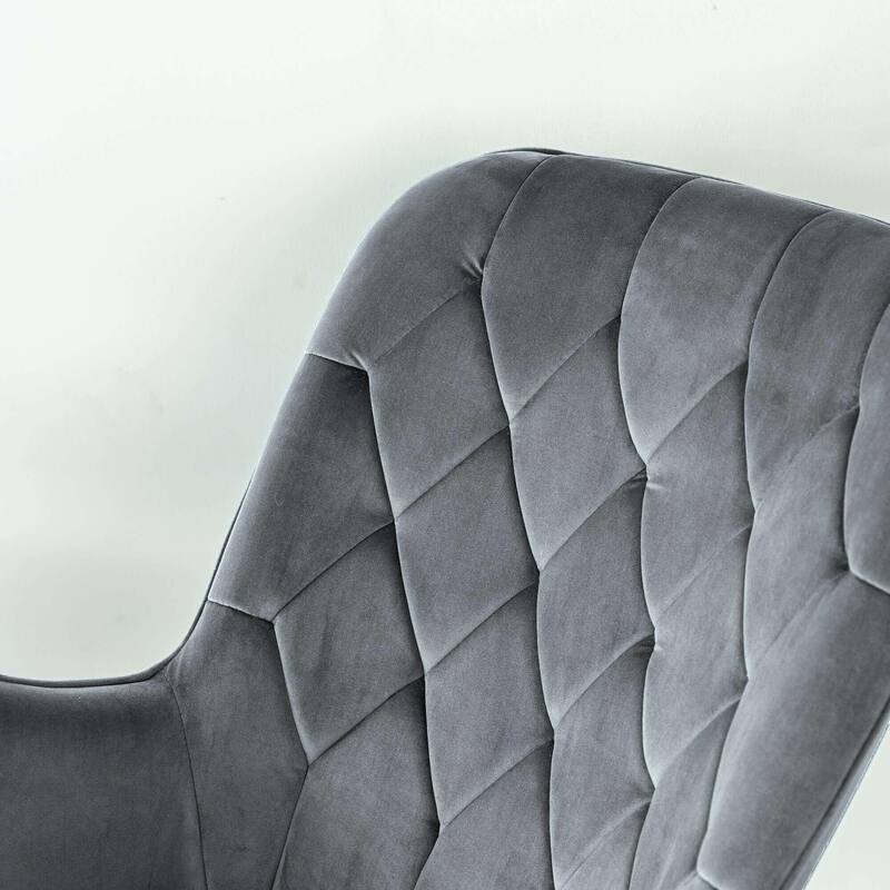 Rocking Chair with Thick Cushioned Seat, Glider Chair with High Backrest, Lounge Armchair with Solid Wood Legs