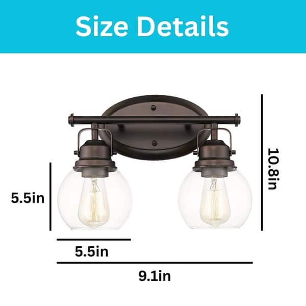 2 light vanity lamp glass metal light fixtures bronze bathroom light - N/A