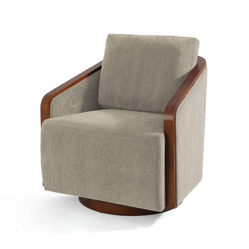 Chenille Modern 360°Swivel Barrel Chair Round Base