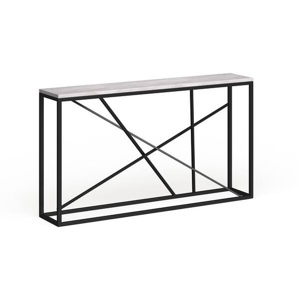 Kerley Faux Marble Skinny Console Table Matte Black On Sale Overstock 18024745 Shop for metal console tables at crate and barrel. harper blvd