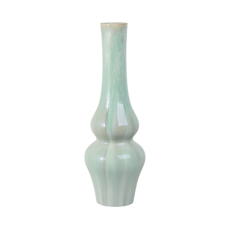 Stoneware Ceramic Vase Tall Sculptural Silhouette Glazed Finish Modern