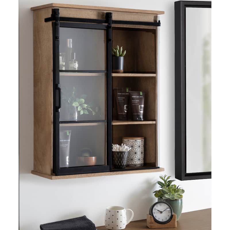 Kate and Laurel Barnhardt Decorative Wood Cabinet with Sliding Door - 22x28