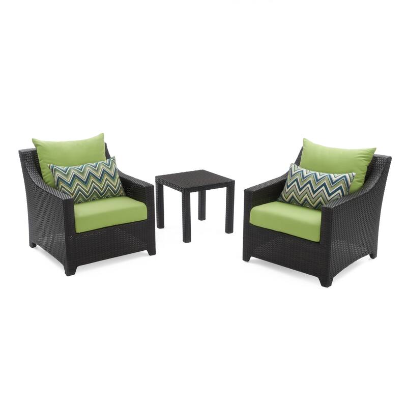 Deco 3 Piece Aluminum Outdoor Patio Club Chairs & Side Table