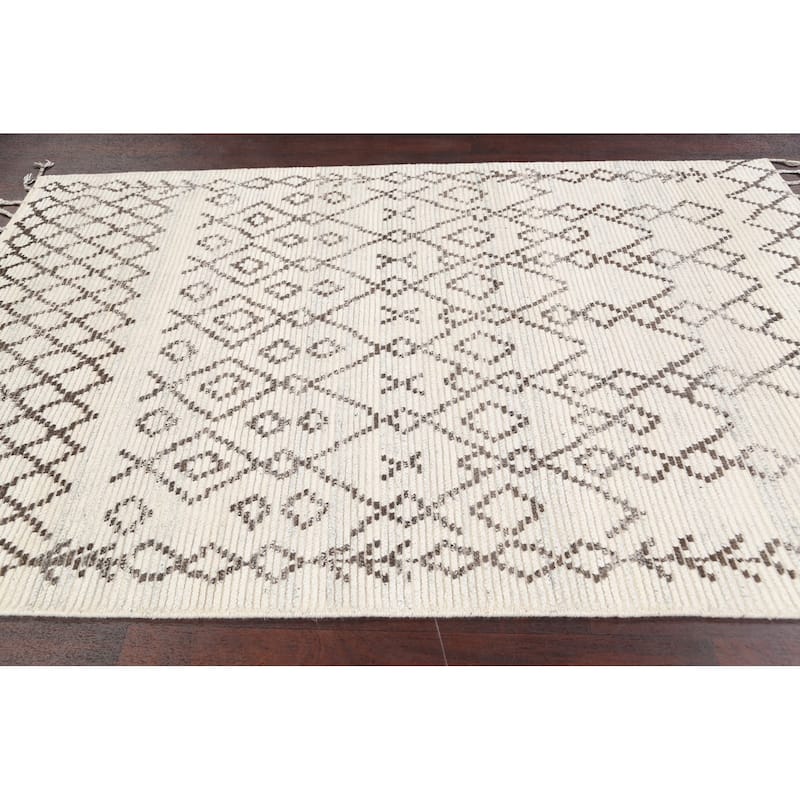 Modern Geometric Oriental Moroccan Wool Area Rug Hand-knotted - 5'0" x 7'9"