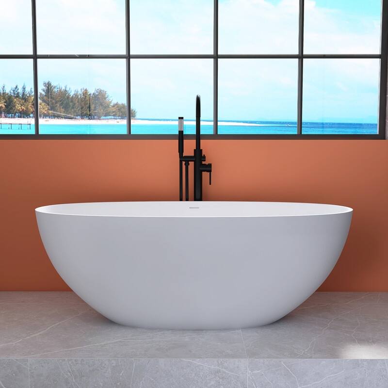Tubcraft Stone Resin Solid Surface Freestanding Soaking Bathtub