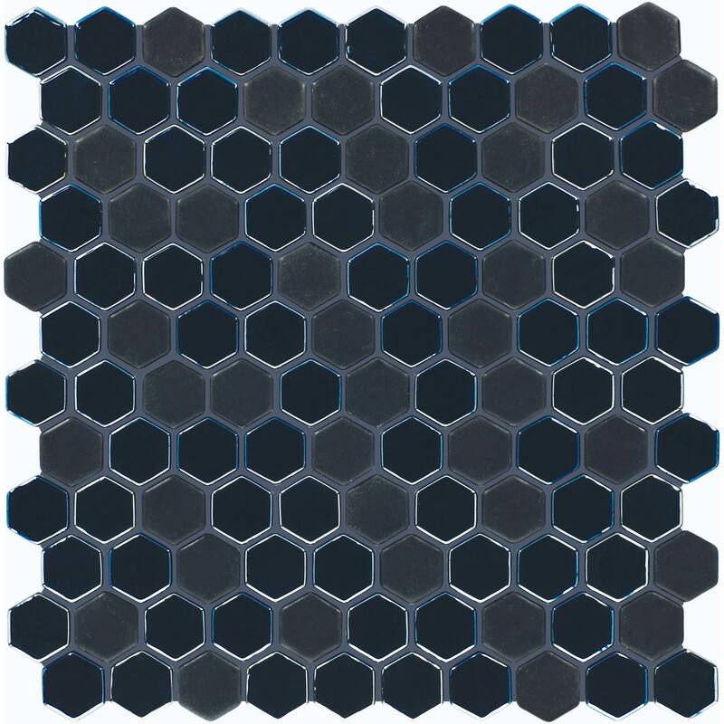 Daltile Uptown Glass 1" Hexagon Mosaic (18 PC Per Carton) (16.92 SQFT Per Carton) - Ebony
