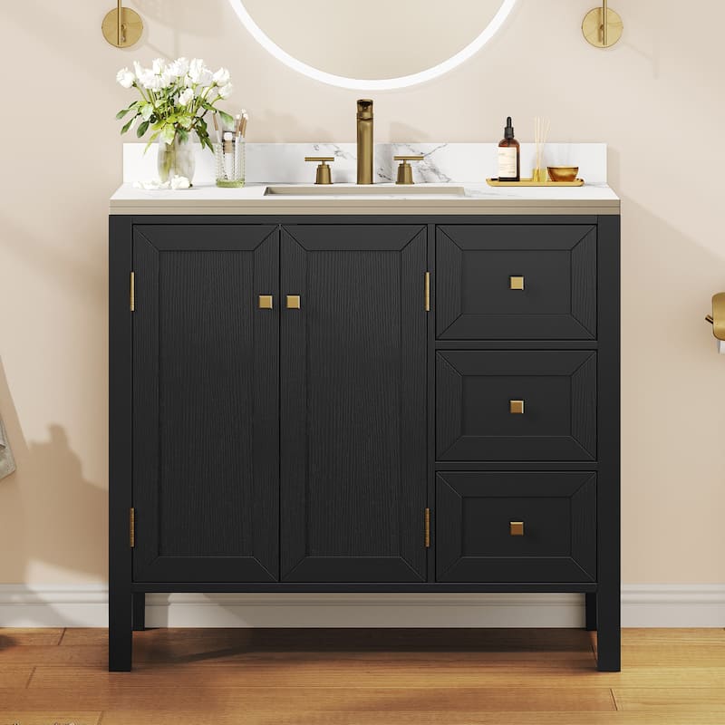 Moasis 36"/40"/ 47" Bathroom Vanity Cabinet with Sink - 36 inch - Black
