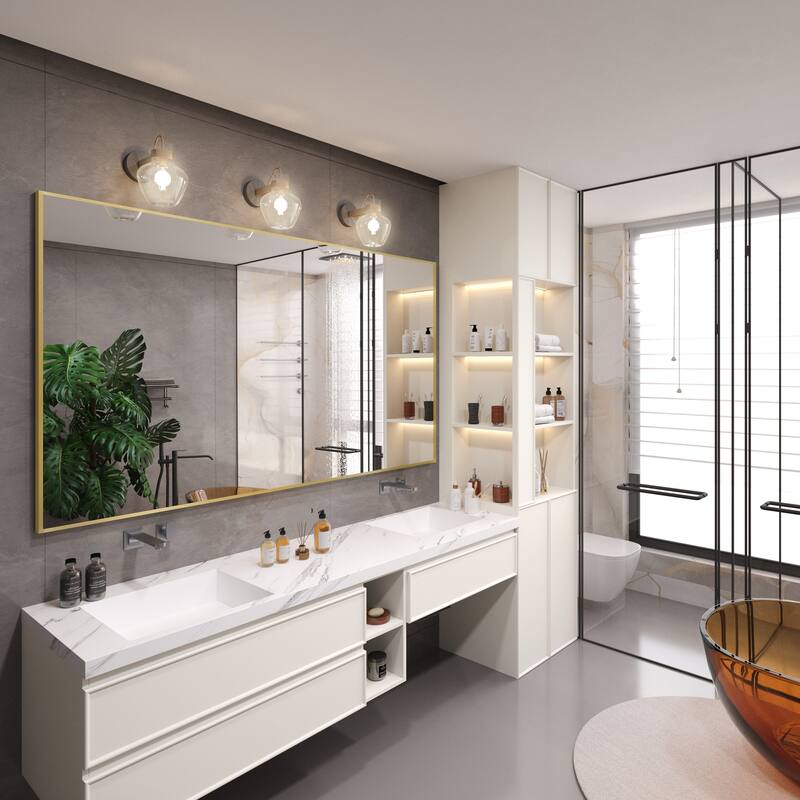 Aluminum Alloy Framed Wall Mounted Bathroom Vanity Accent Mirror in