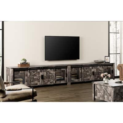 Set of 2 Sliding Barn TV Stand, Entertainment Center for 100" TV