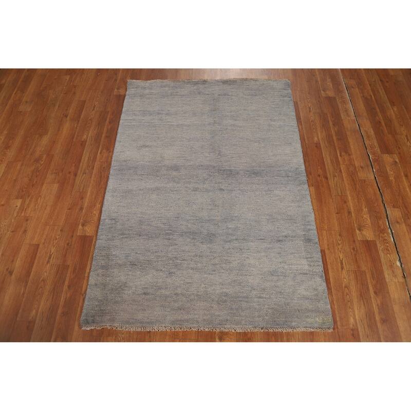Hand Knotted Oriental 100% Wool Carpet Modern Modern Greys & Charcoal Gabbeh Area Rug - 5' 0'' X 3' 6''