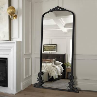 Modern Arched Full-Length Solid Iron Carving Floor Mirror