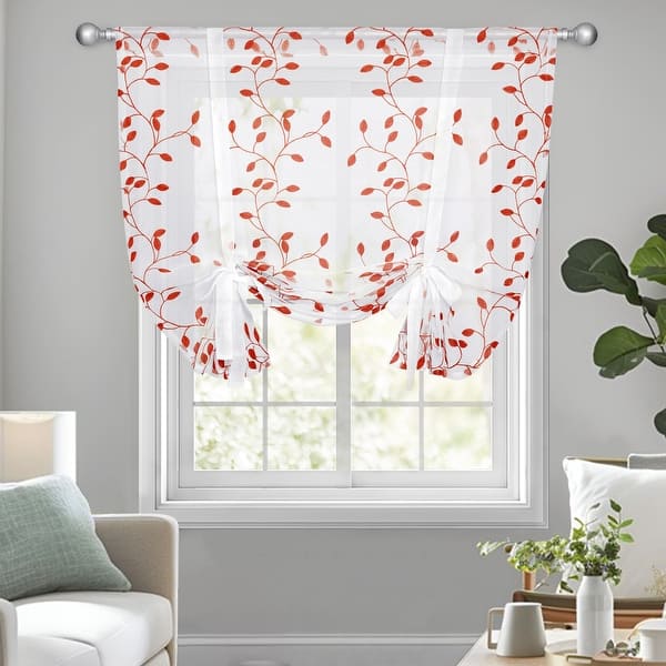 Deconovo Tie up Sheer Curtains Embroidery Pattern Shades - Bed Bath & Beyond