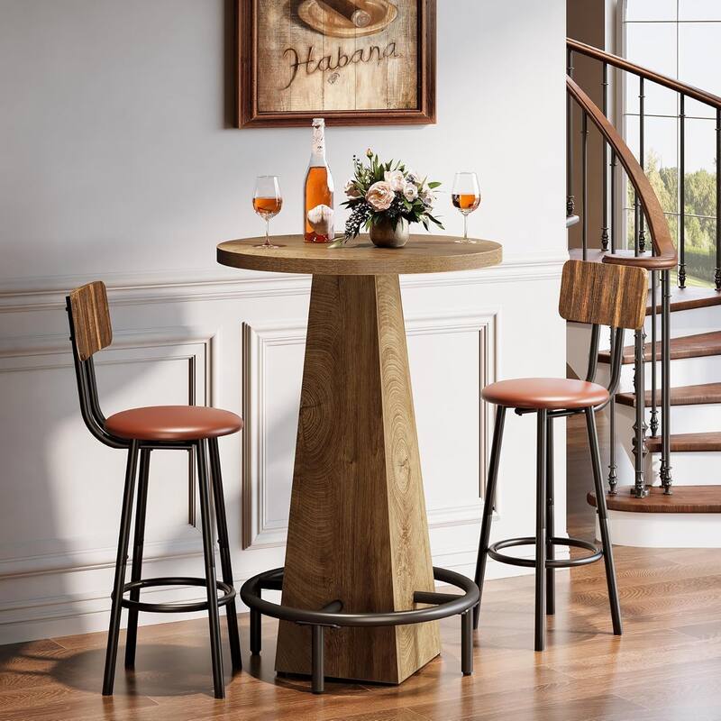 Small Bar Table, 37.4" High Round Pub Table (Only Table)