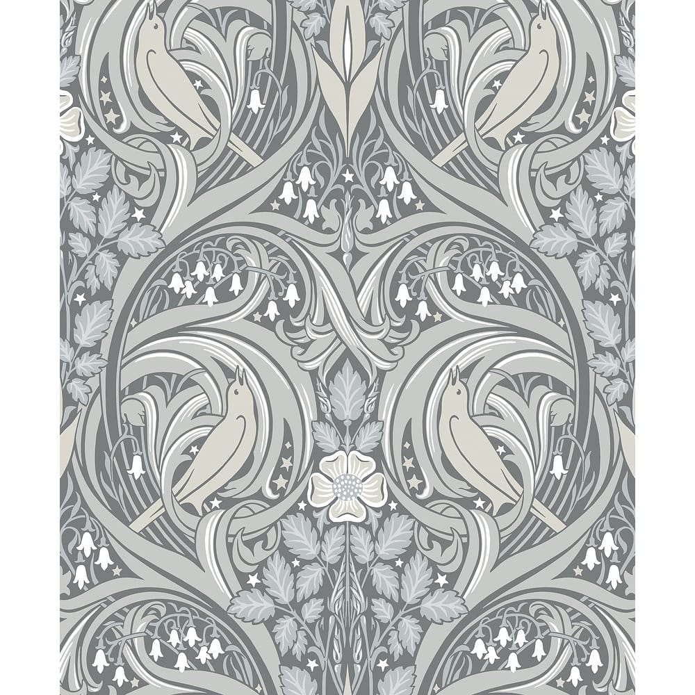 Seabrook Designs Bird Scroll Nonwoven Unpasted Wallpaper