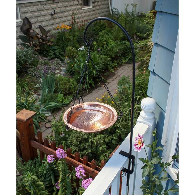 Achla Designs Height Adjustable Rail Mounted Pole, 40 Inch Tall, Black Powder Coat Finish