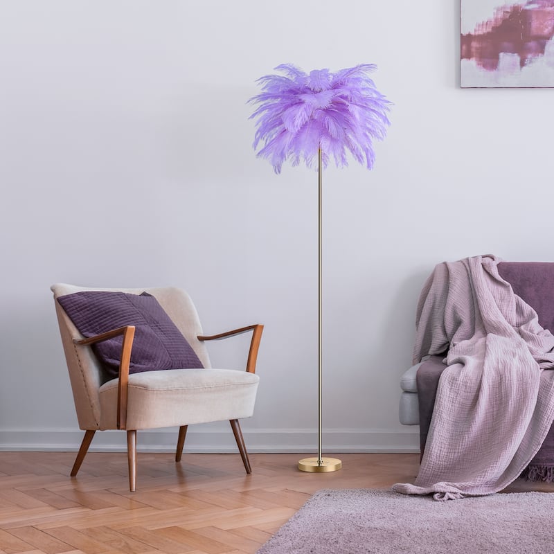 63 Inch Feather Tripod Floor Lamp With Bulbs