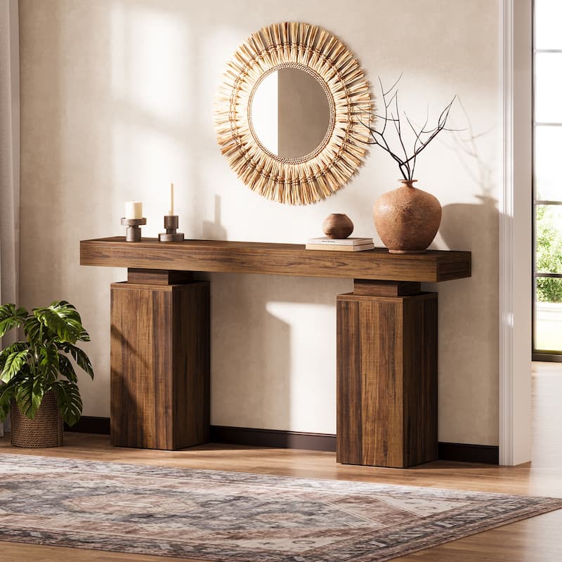 Wooden Console Table, Long Sofa & Entryway Table, Foyer Stand Entry Station for Hallway Living Room Entrance