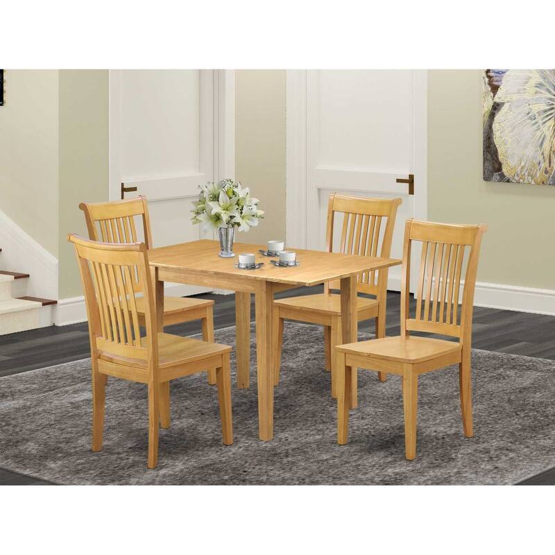 5-Piece Natural Oak Finish Solid Wood Top - Dining Room Set - (Seats-4)