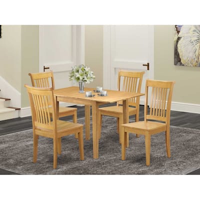 5-Piece Natural Oak Finish Solid Wood Top - Dining Room Set - (Seats-4)