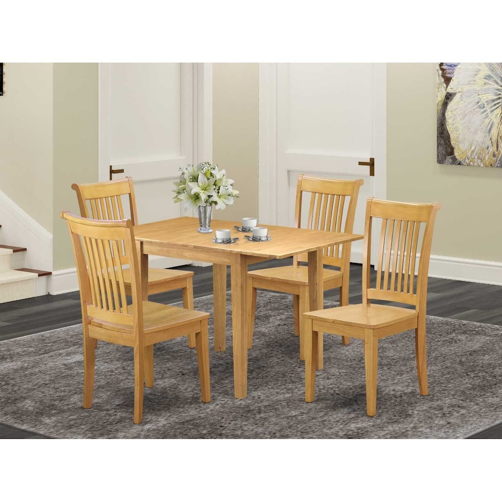 5-Piece Natural Oak Finish Solid Wood Top - Dining Room Set - (Seats-4)