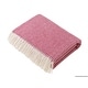 preview thumbnail 8 of 14, Merino Lambswool Throw Blanket - Herringbone Pattern, Made in England Pink