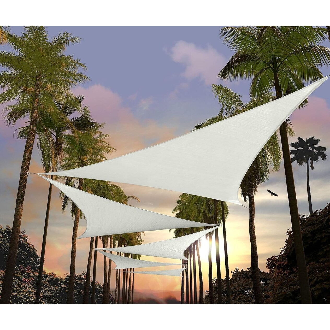 Custom 5' x 10' x 11.2' White Right Triangle Sun Shade Sail, UPF50+, 95% UV Block, Water & Air Permeable, Commercial Grade