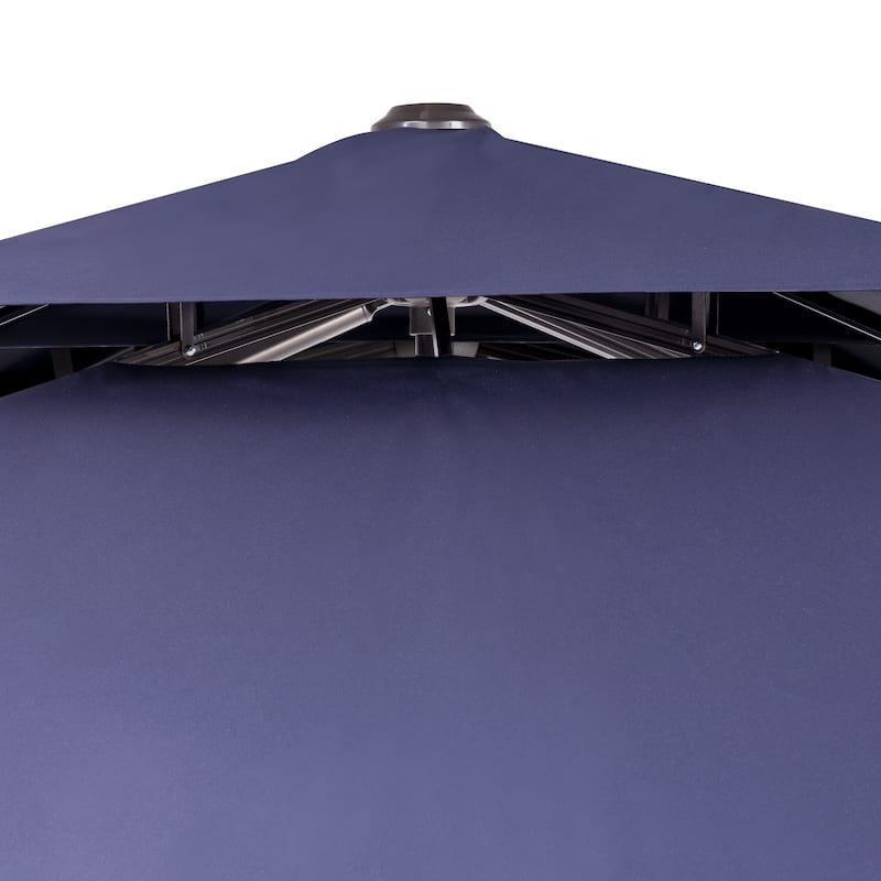 13 x 10 FT Outdoor Patio Cantilever LED Lighted Double Vented Umbrella with Base