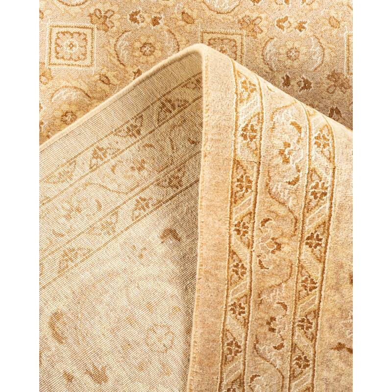 Overton Hand Knotted Wool Vintage Inspired Traditional Mogul Yellow Area Rug - 9 x 12