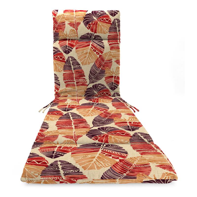 72" x 22" Outdoor Chaise Lounge Cushion with Ties and Loop - 72'' L x 22'' W x 3.5'' H